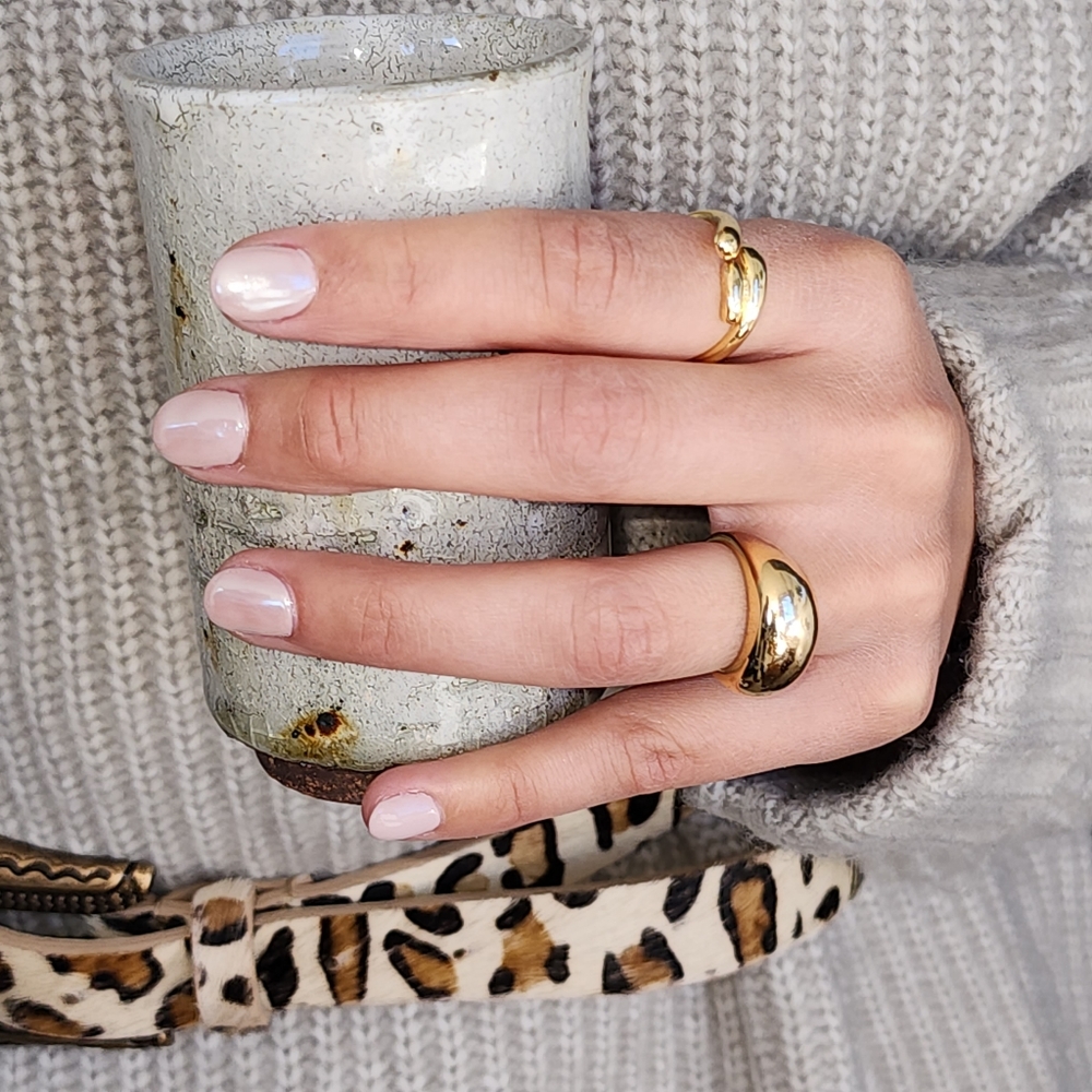 Size 9 Womens Gold Plated Dome Ring Jewelry Retro Smooth Surface - Picture 2 of 12